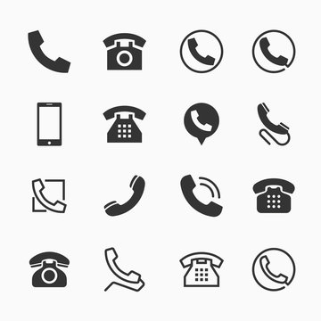 Phone icons, set of 16 telephone symbols, ideal for website design, vector illustration graphic