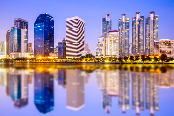 Bangkok city with reflection of skyline, Bangkok,Thailand