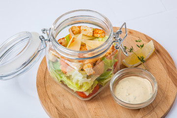 Salad in Bank with sauce