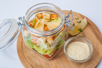 Salad in Bank with sauce