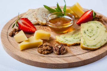 cheese plate with honey