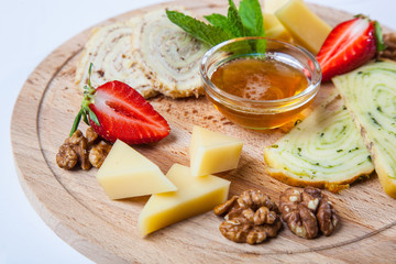 cheese plate with honey