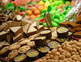 Variety of cakes at open market