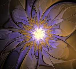 Abstract fractal design. Flower in dark.