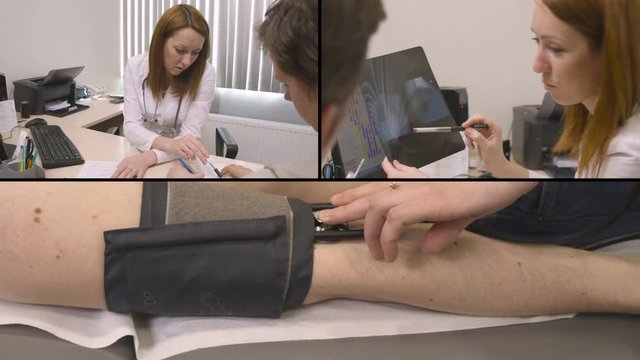 Collage of video clips of doctor and patient