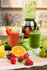 Fresh smoothies in glass