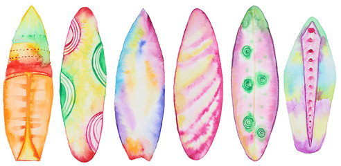 Watercolor Surfing boards