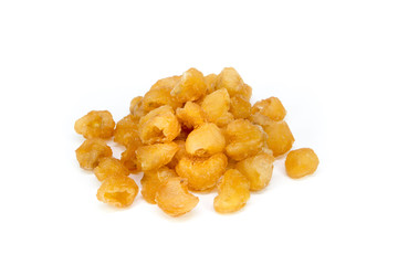 dried longan fruit on white background