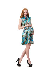 Young pregnant woman isolated on white