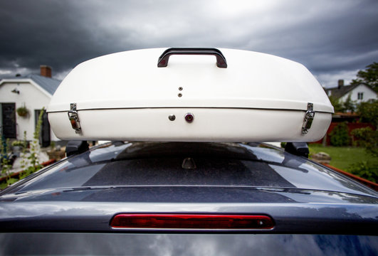 Close-up of roofbox on car roofrack