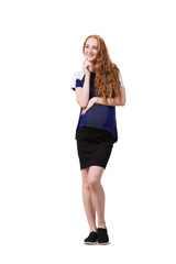 Fototapeta premium Pregnant woman isolated on the white