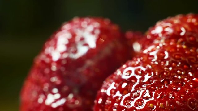 Ripe strawberry macro close up