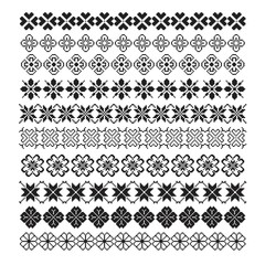 pixel ornament pattern brush, flower vector set