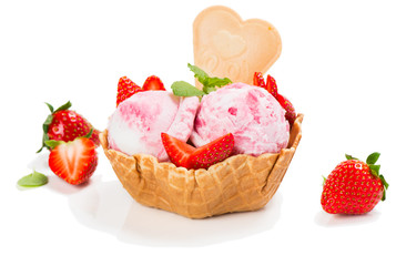  Vanilla and strawberry ice cream.