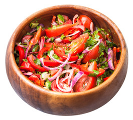 salad from fresh tomatoes, cucumbers, red onion