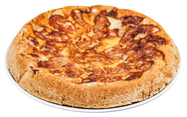 apple pie (charlotte) on plate isolated