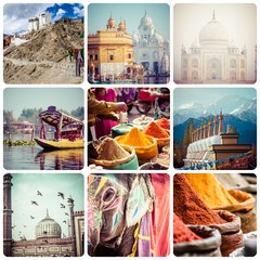 Collage van India-afbeeldingen - reisachtergrond (mijn foto& 39 s)