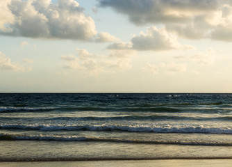 Seascape storm with color of sunlight