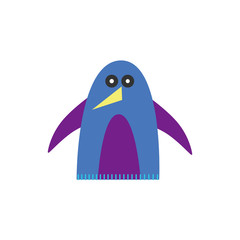 Illustration of simple penguin sew figure on white background