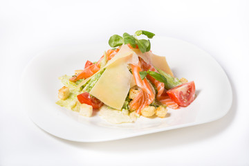 Vegetables salad with salmon