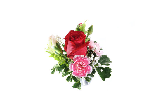 Bouquet of beatiful flowers on white background