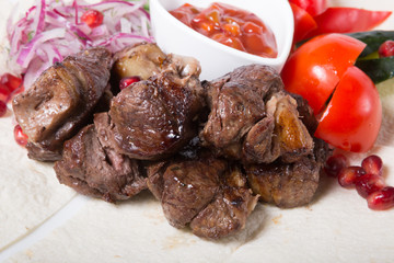 Grilled kebab meat