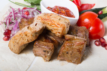 Roasted kebab meat