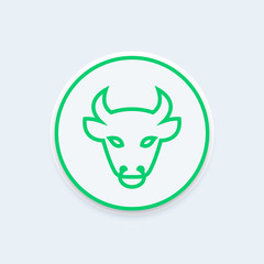 bull head line icon, ox head outline, vector illustration