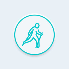 nordic walking line icon, healthy lifestyle, outdoor activity, vector illustration