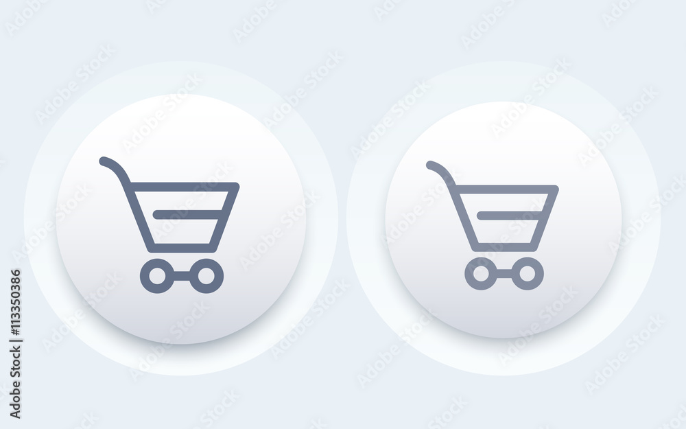 Wall mural Shopping cart line icon, modern button, vector illustration