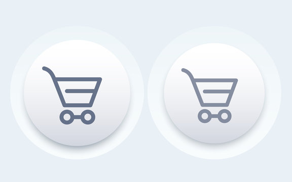 Shopping cart line icon, modern button, vector illustration