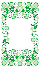 Color frame with decorative flowers silhouettes. Vector clip art.