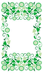 Color frame with decorative flowers silhouettes. Vector clip art.