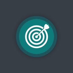 target with arrow, goal achievement round flat icon, vector illustration