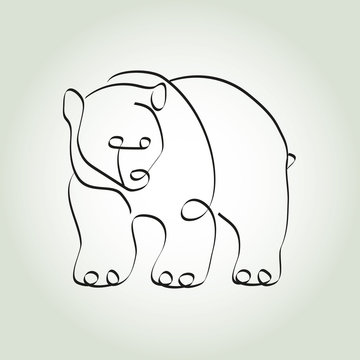 Bear grizzly in minimal line style vector