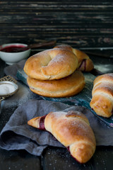 Morning fresh pastries for breakfast
