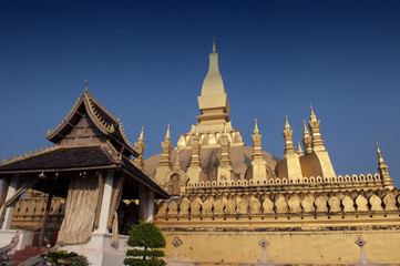 Fototapeta premium That Luang Stupa, landmark of Vientiane, Lao PDR