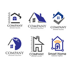 modern house and real estate lgo set creative vector 