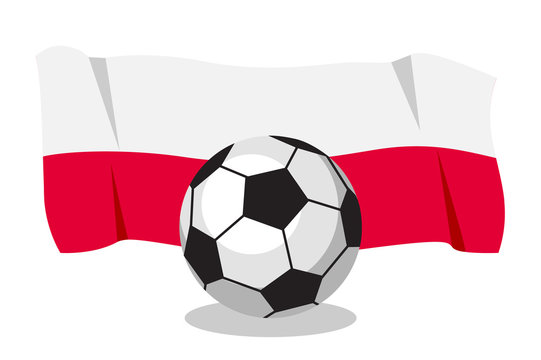Football or soccer ball with polish flag on white background. World cup. Cartoon ball. Concept of championship, league, team sport. Game for kids and adults. Cheering and sport fans concept.