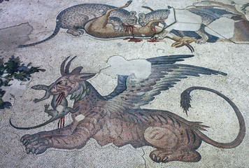 Ancient mosaic from the Byzantine period in Great Palace in Istanbul, Turkey