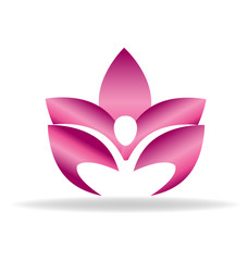 Yoga man lotus flower