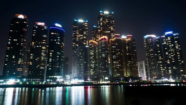 Waterfront Marine City, Night View 4K Timelapse, Busan in South Korea
