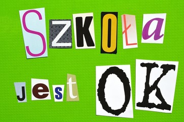 inscription school is ok in Polish