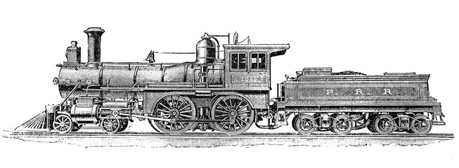 19th century, American steam locomotive for passenger transport