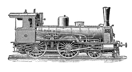 19th century, Prussian steam locomotive for passenger transport © acrogame