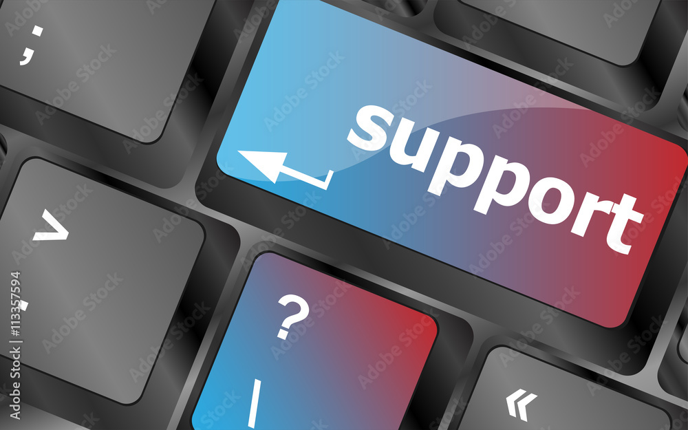 Poster keyboard key with support button . keyboard keys. vector illustration