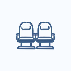 Cinema chairs sketch icon.