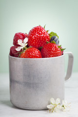 Vintage metal cup with berry