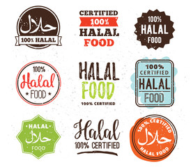 Halal food labels vector set. Badges design.
