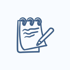 Notepad with pencil sketch icon.